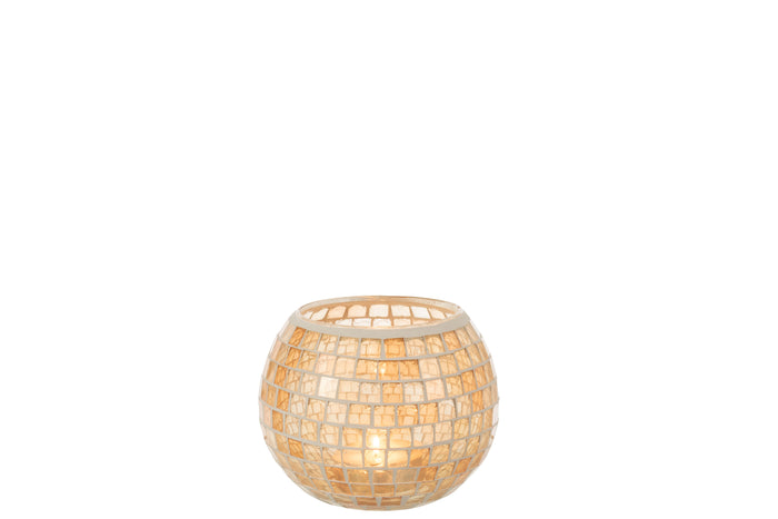 J-Line kaarshouder Mozaiek Rond - glas - oranje - large