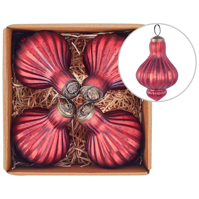 Beliani - BRILLANT - Kerstballen set van 4 - Rood - Glas