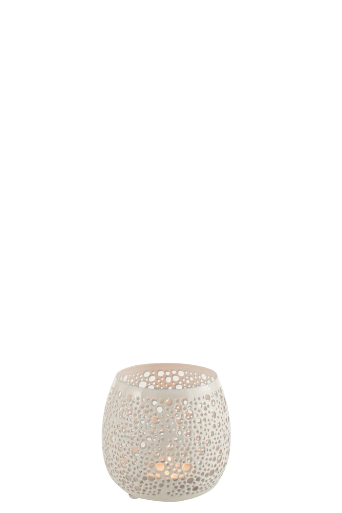 J-Line theelichthouder Geperforeerd - metaal - wit
