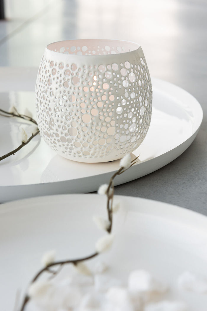 J-Line theelichthouder Geperforeerd - metaal - wit