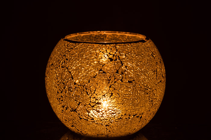 J-Line kaarshouder Mozaiek Rond - glas - geel - large