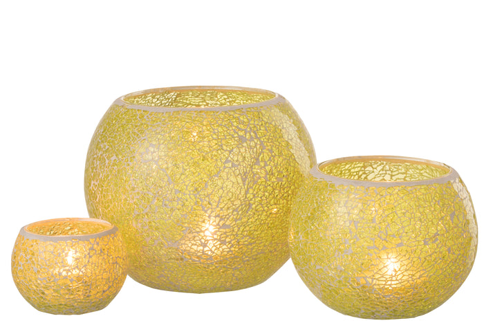 J-Line kaarshouder Mozaiek Rond - glas - geel - large
