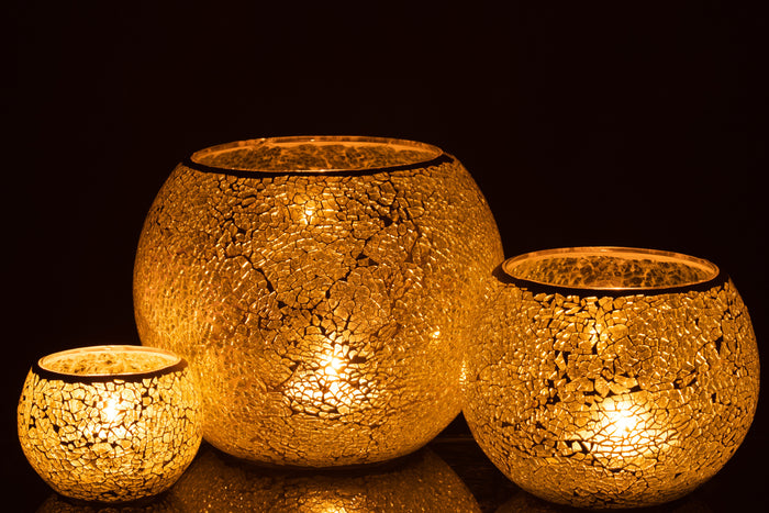 J-Line kaarshouder Mozaiek Rond - glas - geel - large