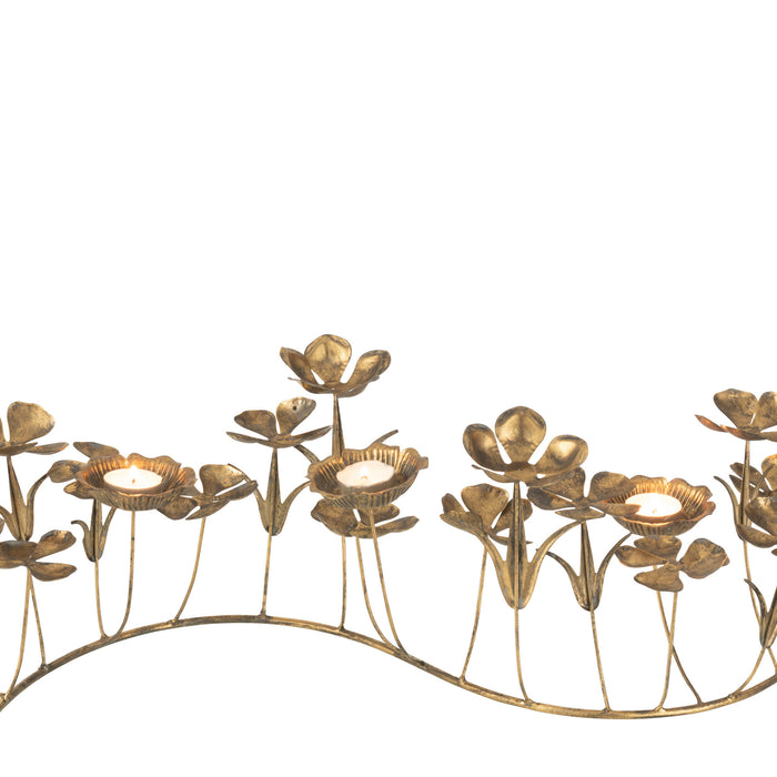 J-Line kandelaar Deco Bloemen - metaal - goud - large