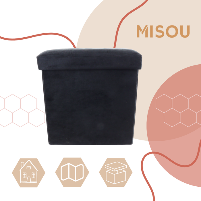 MISOU Opbergpoef met Deksel Poef met Opbergruimte Opvouwbaar Opberg...