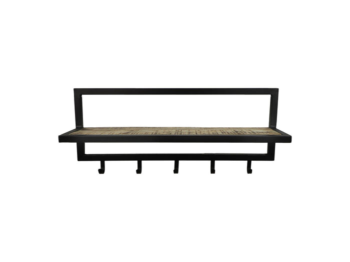 Kapstok - 66x17x28 - Naturel|zwart - Mangohout|metaal