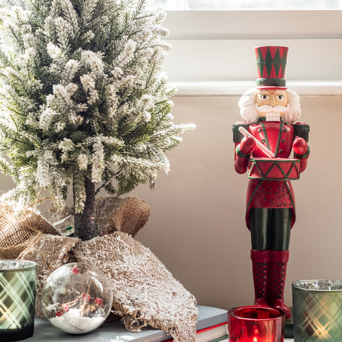 J-Line decoratie kerstboom Besneeuwd + pot - jute|kunststof