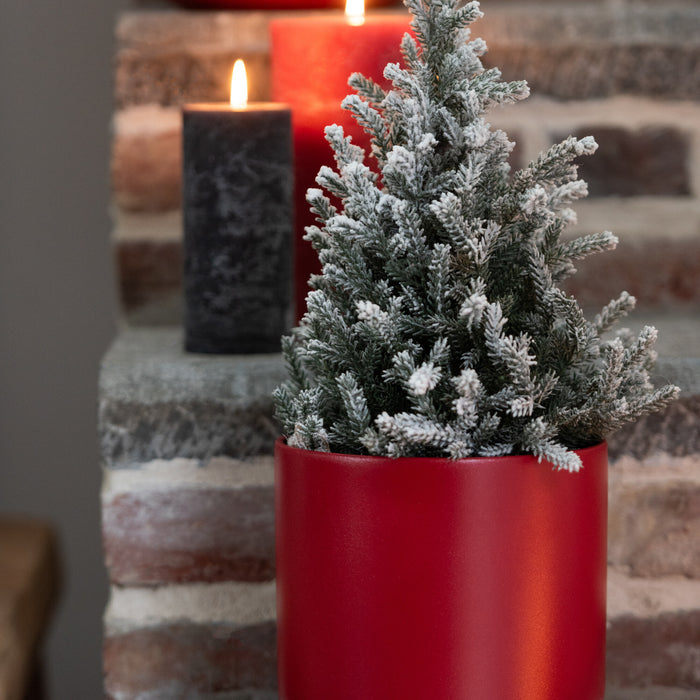 J-Line decoratie kerstboom Besneeuwd + pot - jute|kunststof