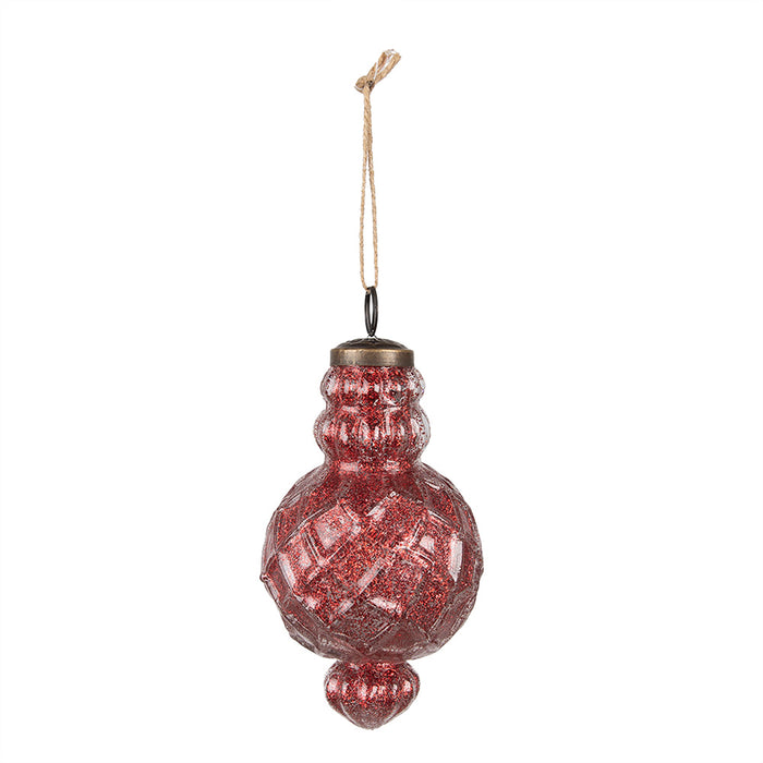 Clayre & Eef Kerstbal Set van 4 Ø 8x15 cm Rood Glas
