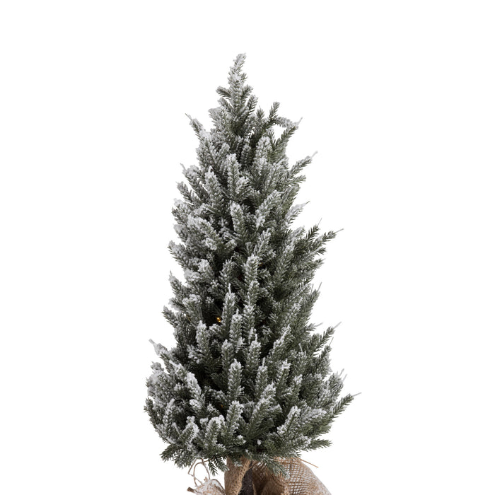 J-Line decoratie kerstboom Besneeuwd + pot - jute|kunststof