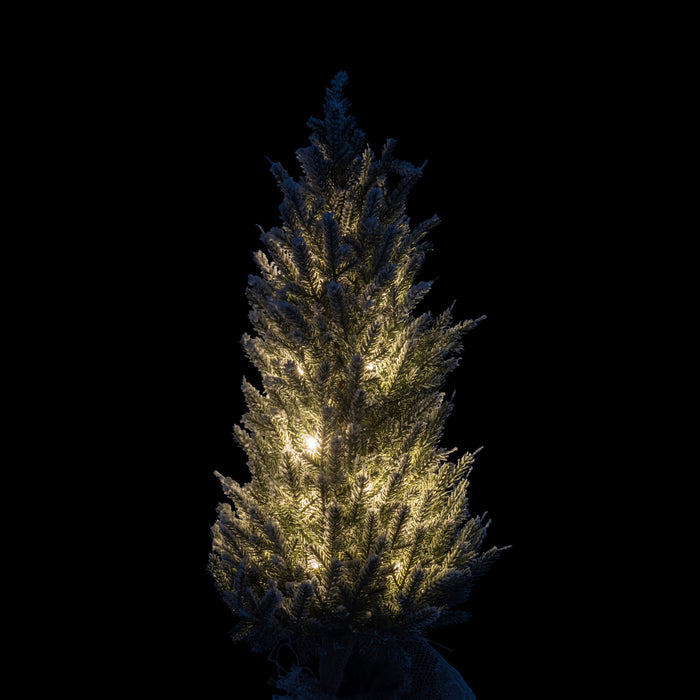 J-Line decoratie kerstboom Besneeuwd + pot - jute|kunststof