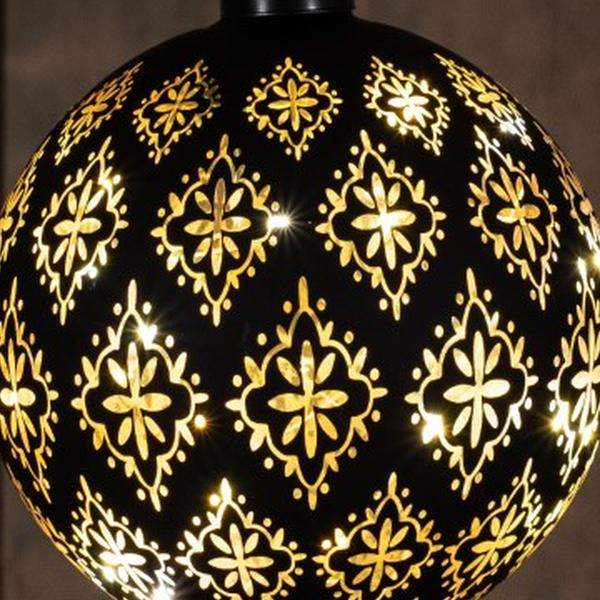 Anna's Collection - Glass Ball Baroque Black|Gold 12Cm 10Led Warm W...