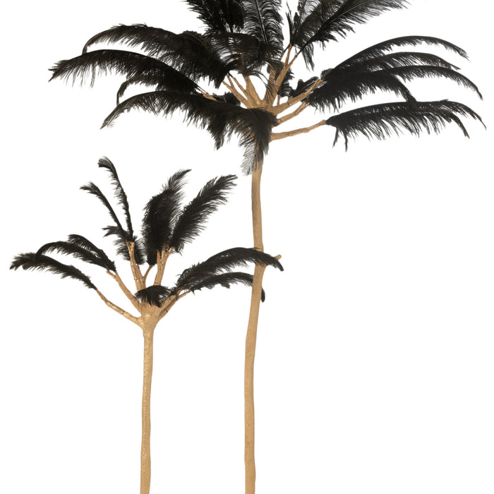 J-Line decoratie boom pluimen - metaal - goud|zwart - large