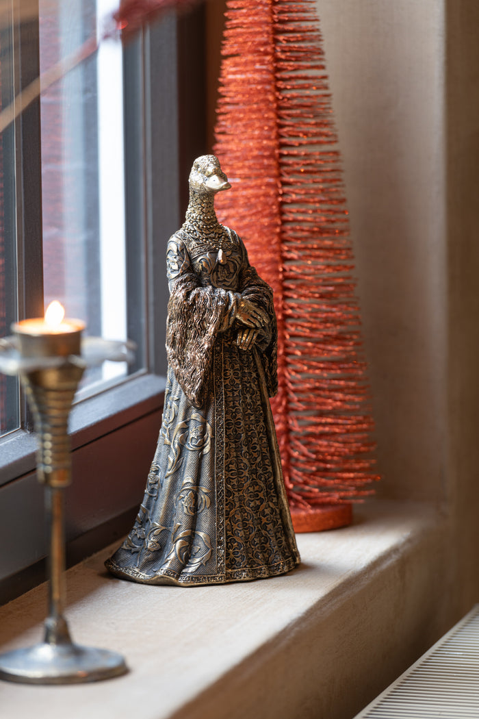 J-Line decoratie Kerstboom Glitter - kunststof - koper - med