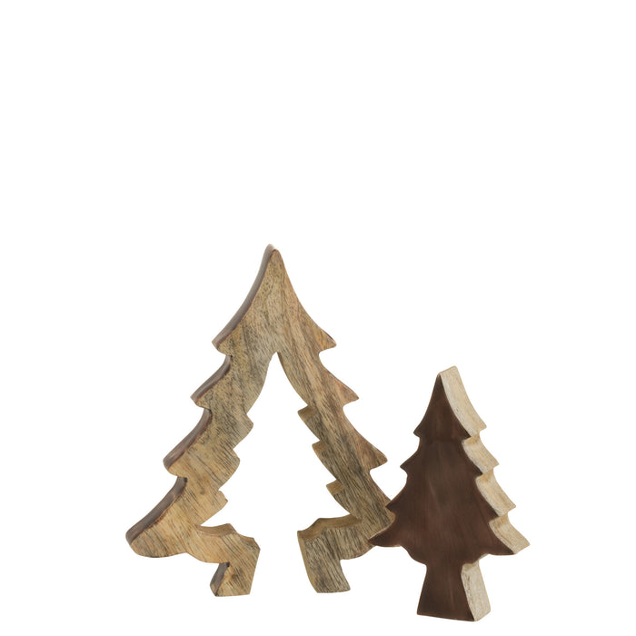 J-Line decoratie Kerstboom Puzzel - hout - bruin|naturel - small