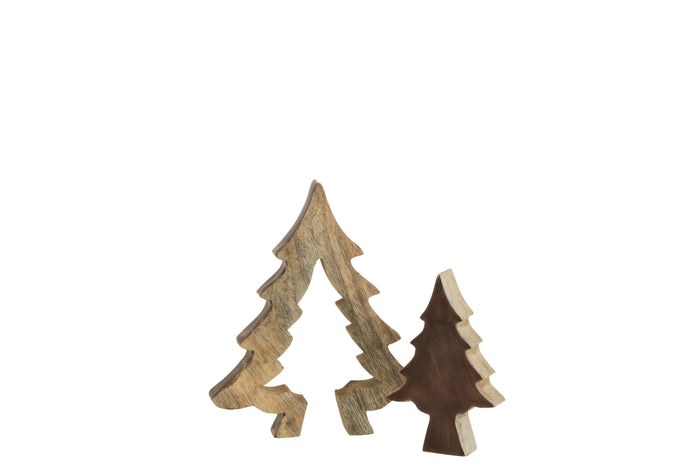 J-Line decoratie Kerstboom Puzzel - hout - bruin|naturel - small