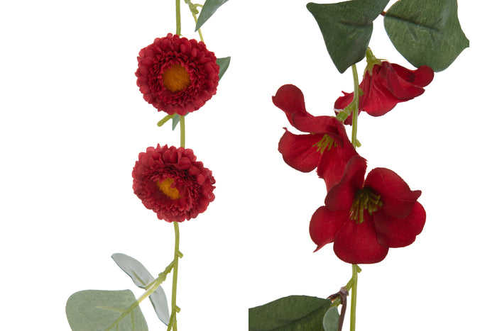 J-Line Slinger Bloemen + Blaadjes - kunststof - rood|groen -