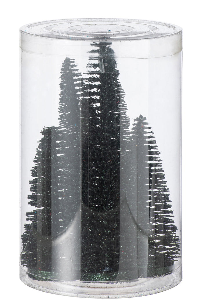 J-Line decoratie Kerstboom Glitter - kunststof - donkergroen