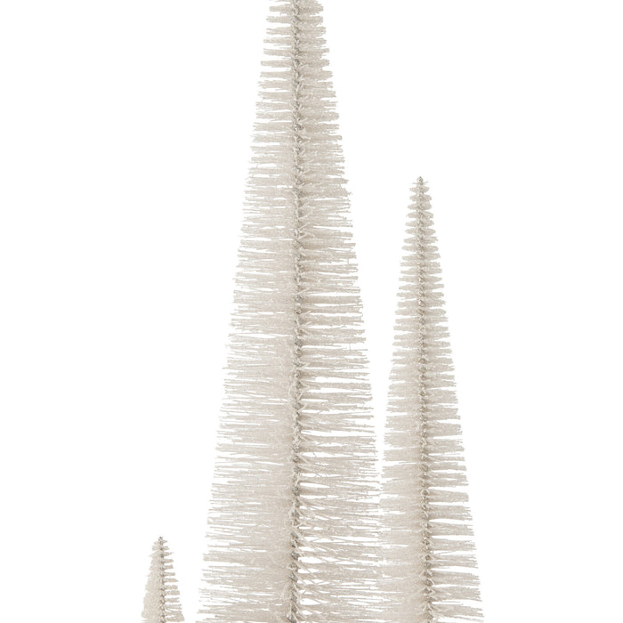 J-Line decoratie Kerstboom Glitter - kunststof - wit - large