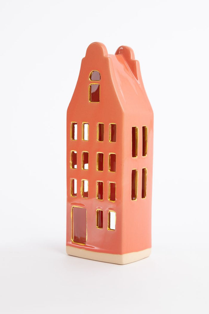 Sissy-Boy Lichtroze waxinelichthouder huisje met klokgevel