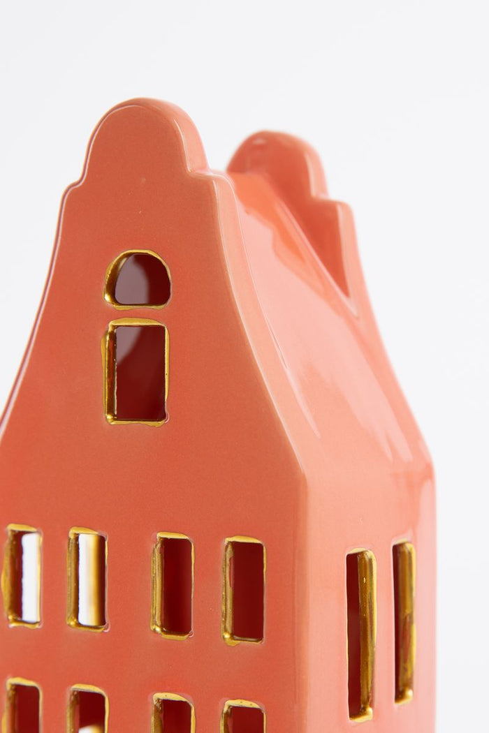 Sissy-Boy Lichtroze waxinelichthouder huisje met klokgevel