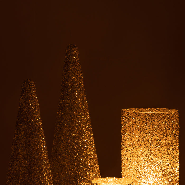 J-Line decoratie Kerstboom Glitter - glas - zilver - large