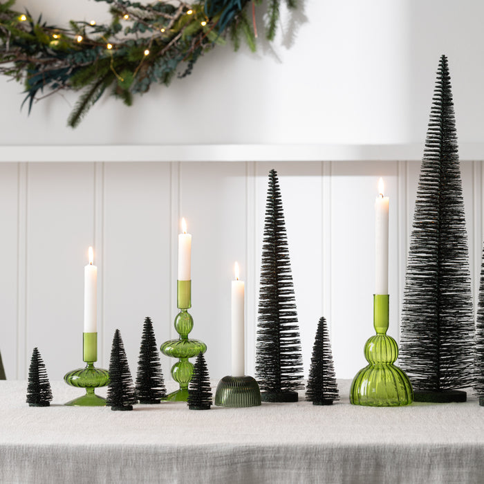 J-Line decoratie Kerstboom Glitter - kunststof - donkergroen