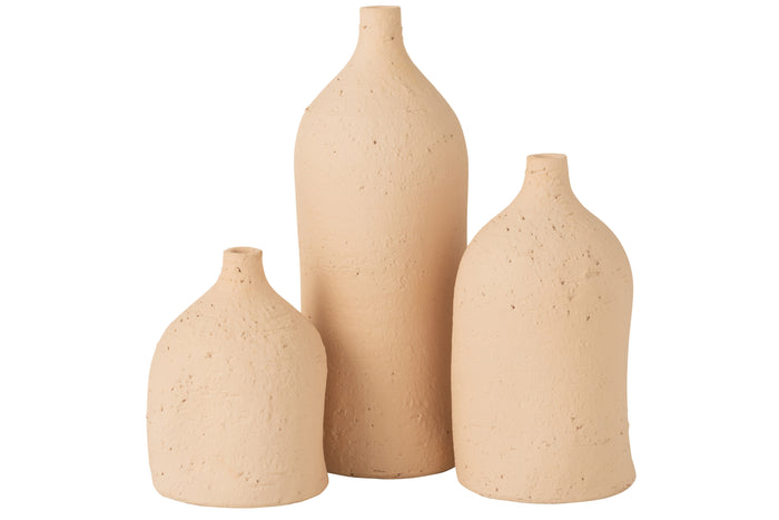 J-Line vaas Enya Fles - keramiek - beige - large - 40 cm hoo
