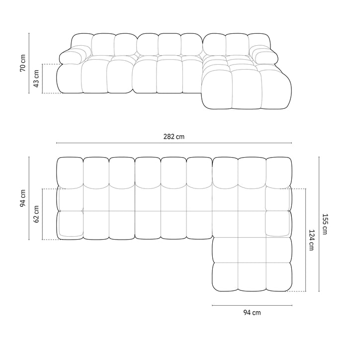 Milo Casa Tropea Modulaire Modulaire 3-zitsbank met Hocker - Flessengroen
