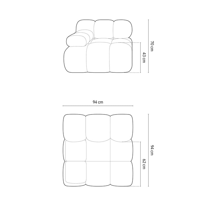 Milo Casa Tropea Modulair Bank Element - Hoek Links - Roze