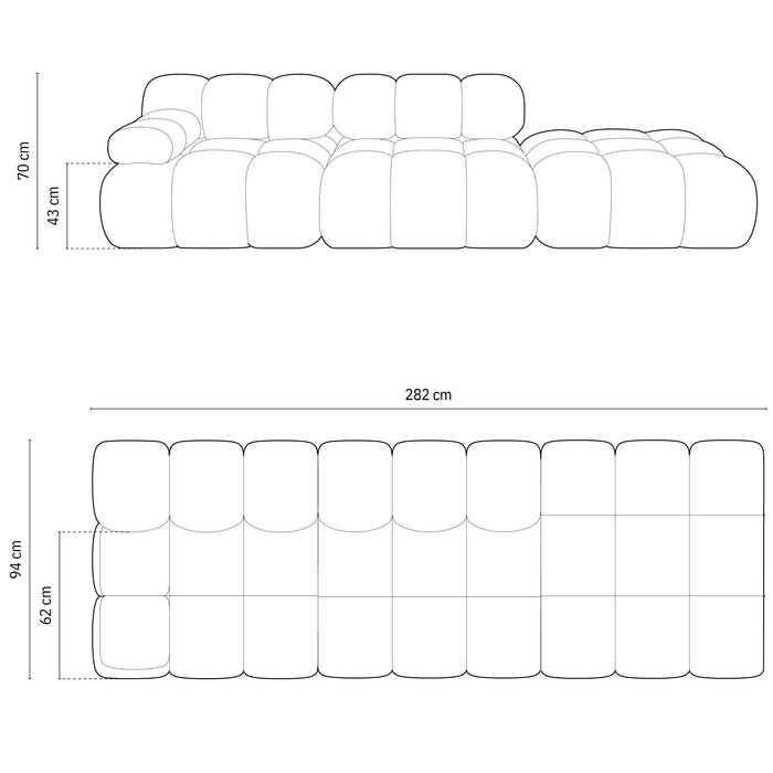 Milo Casa Tropea Modulaire 2-zitsbank Rechts Open met Hocker - Donkergrijs