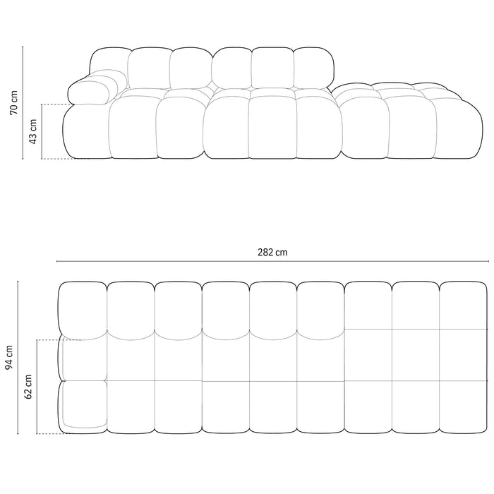 Milo Casa Tropea Modulaire 2-zitsbank Rechts Open met Hocker - Bordeauxrood