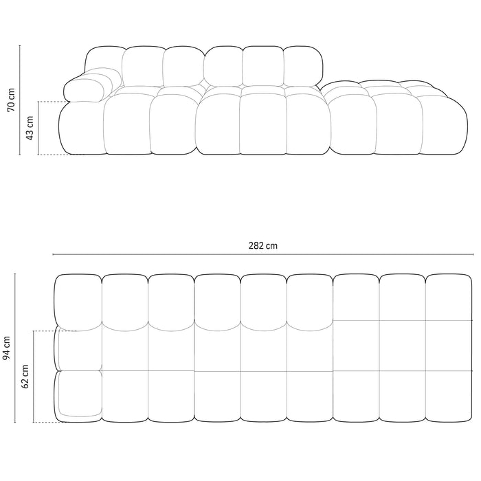 Milo Casa Tropea Modulaire 2-zitsbank Rechts Open met Hocker - Zwart