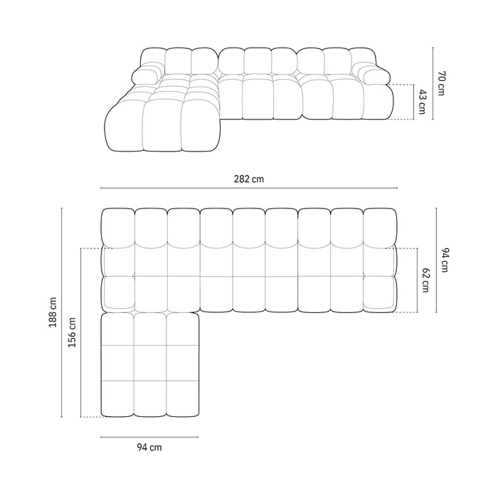 Milo Casa Tropea Modulaire Modulaire 3-zitsbank met Hocker - Koningsblauw