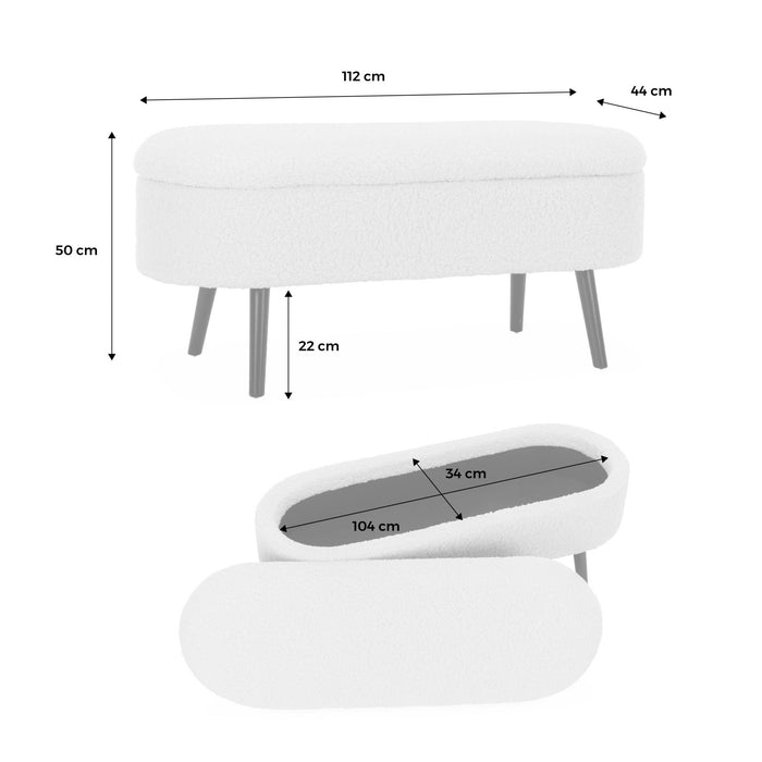 sweeek - Bank, bedeinde boucléstof, poten van zwart heveahout