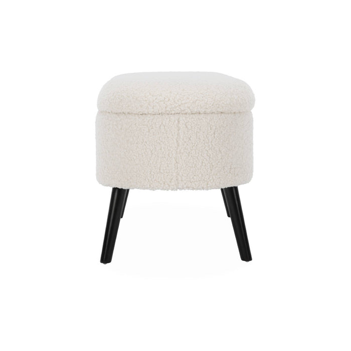 sweeek - Bank, bedeinde boucléstof, poten van zwart heveahout