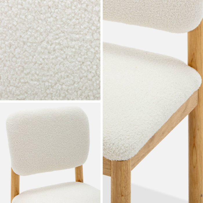 sweeek - Heveahout en boucléstoffen stoel (set van 2)