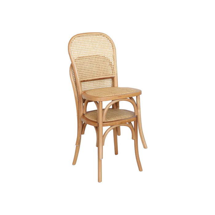 sweeek - Houten en rotan vintage stoelen (set van 2)