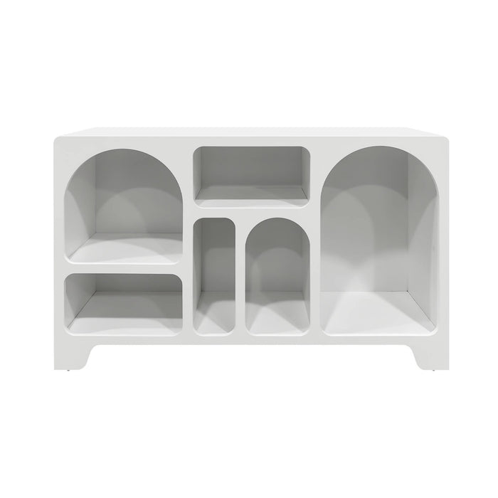 sweeek - Dressoir met 6 vakken houtdecor organisch 120cm