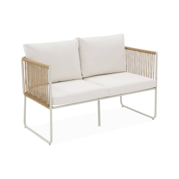 sweeek - 4-persoons loungeset van touw en gegalvaniseerd staal