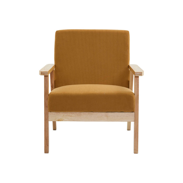 sweeek - Bank 2-zits + fauteuil, corduroy, houten poten.