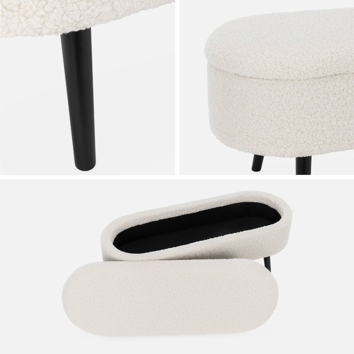 sweeek - Bank, bedeinde boucléstof, poten van zwart heveahout