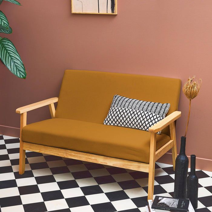 sweeek - 2-zitsbank, ribfluweel, houten poten