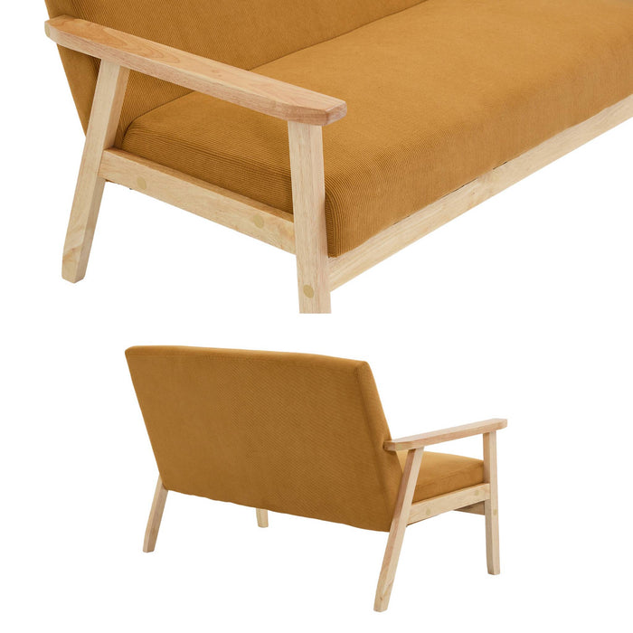 sweeek - 2-zitsbank, ribfluweel, houten poten