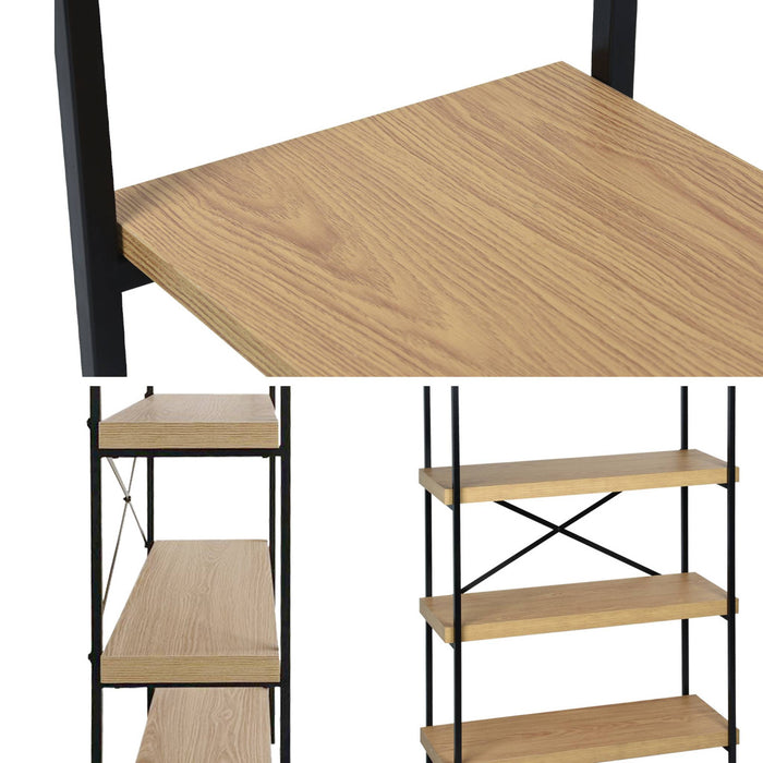 sweeek - Schap met essen- en metaaleffect op 4 niveaus