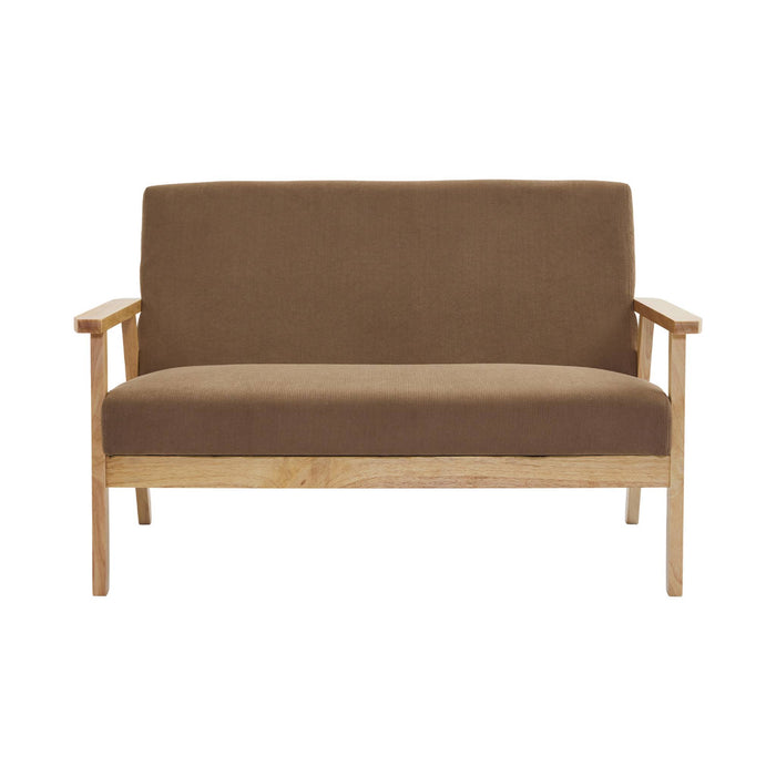 sweeek - Bank 2-zits + fauteuil, corduroy, houten poten.