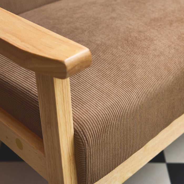 sweeek - Bank 2-zits + fauteuil, corduroy, houten poten.