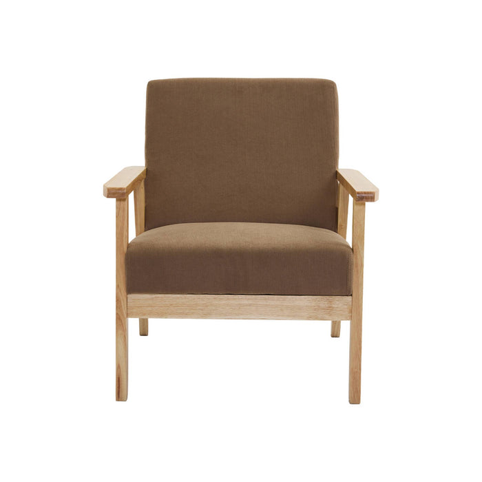 sweeek - Bank 2-zits + fauteuil, corduroy, houten poten.