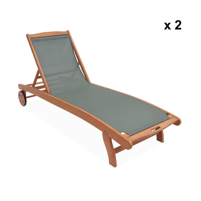 sweeek - Set van 2 houten ligbedden