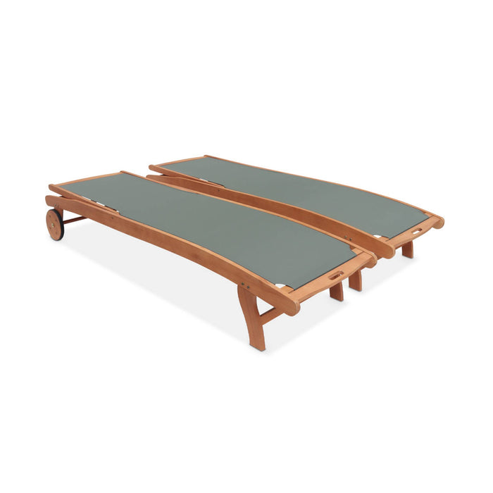 sweeek - Set van 2 houten ligbedden